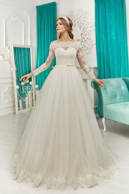 Robe de mariée modeste naturel simple a-ligne de traîne moyenne