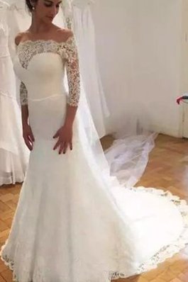 Abito da sposa fuori dalla spalla alta qualità moderno a chiesa lunghi in pizzo