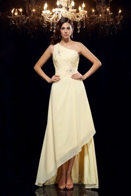 Robe de bal naturel d'épaule asymétrique haut bas avec sans manches asymétrique