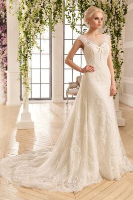 Abito da Sposa in pizzo largo Tondo con Applique sensuale Cappellino