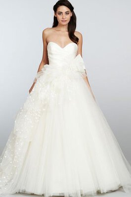 Abito da Sposa Schiena Nuda con Piega seducente Cuore Ball Gown in Tulle