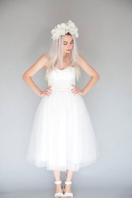 Robe de mariée plissé naturel a-ligne avec sans manches fermeutre eclair