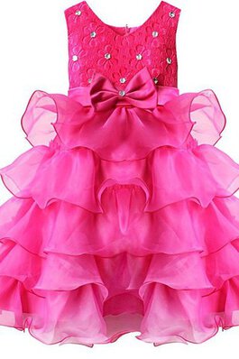 Robe de cortège enfant brillant avec sans manches avec nœud à boucles de lotus