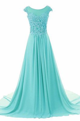 Robe de bal avec perle avec chiffon trou de serrure a-ligne avec manche courte