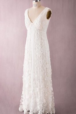 Abito da Sposa Vintage a riva in Pizzo Impero Semplice Senza Maniche