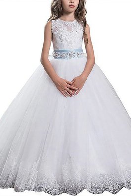 Abito da Cerimonia Bambini Ball Gown in Tulle Tondo Naturale Senza Maniche