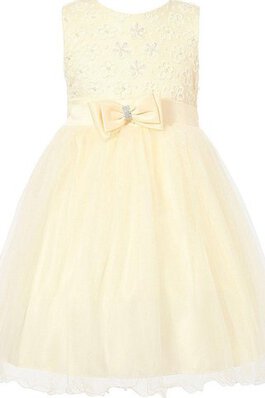 Robe de cortège enfant naturel ligne a avec perle encolure ronde fermeutre eclair