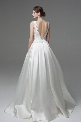 Abito da Sposa Senza Maniche Elegante A-Line con Increspature A Terra con Applique