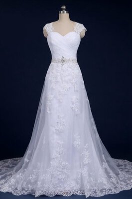 Moderno Vestido de Novia de Escote Corazón de Bordado de Apliques de Cola Barriba