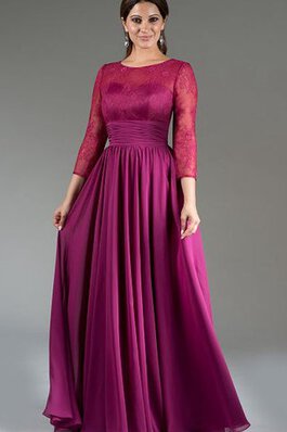 Schaufel-Ausschnitt plissiertes 3 /4 länge Ärmeln langes Ballkleid aus Chiffon mit Applike