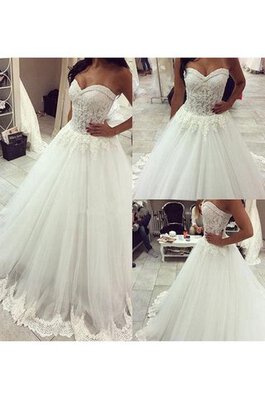 Abito da Sposa in pizzo Lungo con Applique Senza Maniche Principessa Cerniera