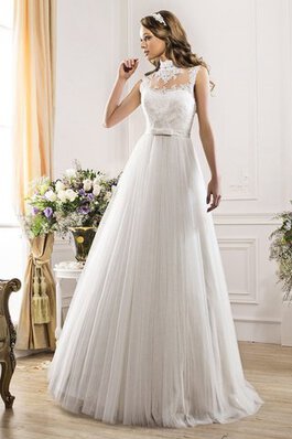 Abito da Sposa A Terra con Applique Lupetto Naturale Lungo Semplice