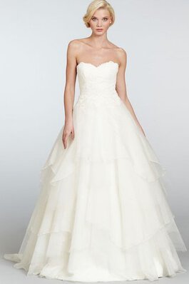 Abito da Sposa in Organza Schiena Nuda radiosa con Seghettato Naturale senza spalline