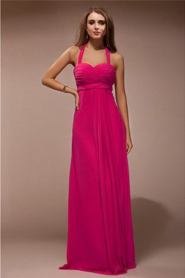 Vestido de Dama de Honor en Gasa de Hasta el suelo de Largo de Escote halter