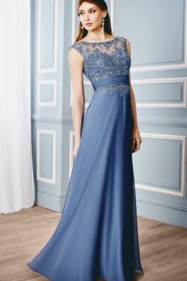 Chiffon Reißverschluss bodenlanges Ballkleid mit Gürtel mit gekappten Ärmeln