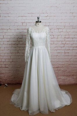 Abito da Sposa Schiena Nuda A-Line Vintage con Applique favola con Maniche Lunghe