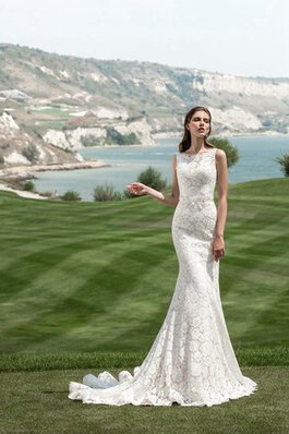 Abito da Sposa Sirena sexy con Fiocco Tubino Barchetta in Pizzo