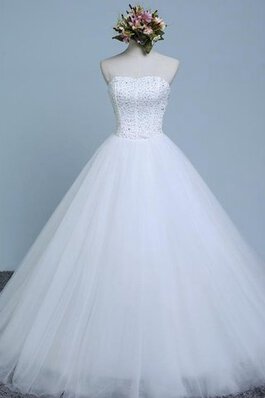 Abito da Sposa Naturale in Organza in pizzo Senza Maniche Cuore Allacciato