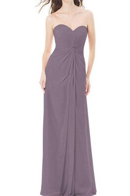 Robe demoiselle d'honneur ruché longueur au ras du sol a-ligne de col en cœur avec chiffon