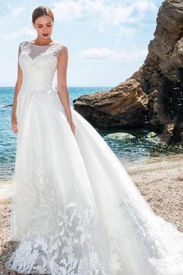 Abito da Sposa Spazzola Treno Cerniera decorato a Spiaggia A-Line in pizzo