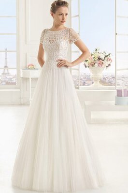 Abito da Sposa con Manica Corte con Bottone Semplice a riva retro con Applique