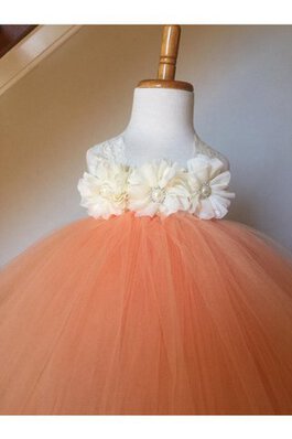 Robe de cortège enfant avec fleurs textile en tulle de lotus de mode de bal de dos nu