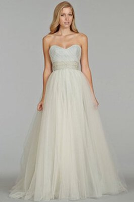 Robe de mariée naturel col en forme de cœur avec cristal textile en tulle avec sans manches