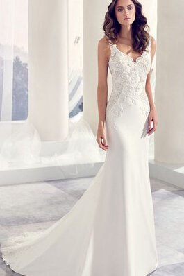 Abito da Sposa in Chiffon Moderno con Ricamo Tubino Elegante in pizzo