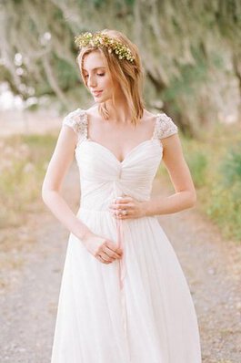 Elegante Vestido de Novia de Apliques de Largo de Manga corta de Escote Corazón