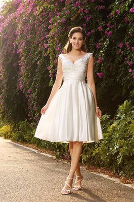 Abito da Sposa Sotto Ginocchio con Perline Retro Elegante Corto