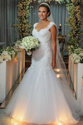 Abito da Sposa con Applique Sirena Cuore Moderno Naturale in Tulle