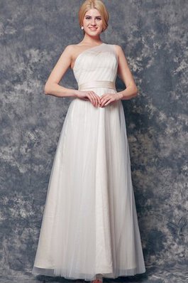 A-Linie plissiertes ein Schulterfreies romantisches schlichtes Brautjungfernkleid mit Gürtel