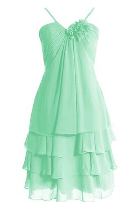 Ärmelloses A-Linie Chiffon mini Brautjungfernkleid mit Blume