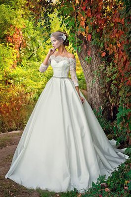 Abito da Sposa con Perline con Piega Coda A Strascico Corto con Fiocco sogno Elegante