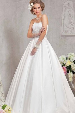 Robe de mariée naturel avec lacets manche nulle avec perle en satin