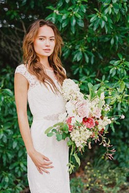 Abito da Sposa Senza Maniche mini Cerniera al ginocchio in Pizzo Naturale