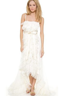 Robe de mariée naturel bandouliere spaghetti ceinture en étoffe avec ruban a plage