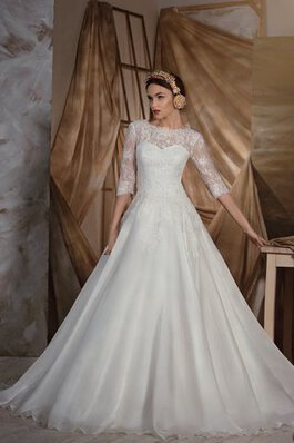 Abito da Sposa in pizzo in Organza Coda A Strascico Cappella Barchetta Naturale originale