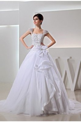 Abito da Sposa Ball Gown Alta Vita Senza Maniche Farfalla Ornamento con Ricamo