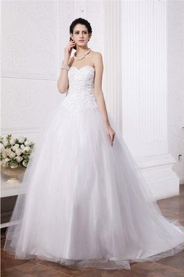 Abito da Sposa Lungo Ball Gown con Applique Senza Maniche Cuore