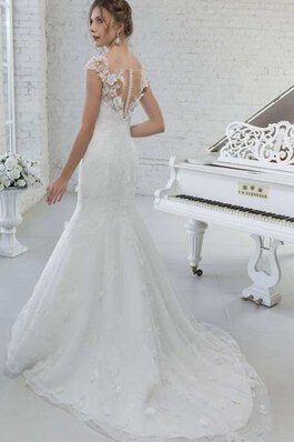 Abito da Sposa con Fiore Elegante Coda A Strascico Corto V-Scollo sexy con Bottone