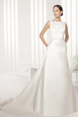 Abito da Sposa A-Line a Sala a Chiesa con Perline con Applique Barchetta