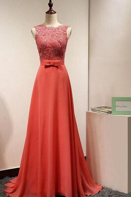 Abito da Damigella con Applique Cerniera in Chiffon Semplice Senza Maniche Spazzola Treno