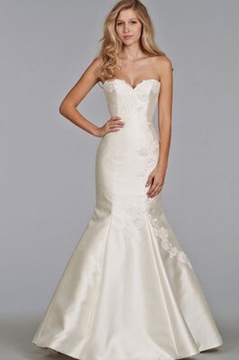 Abito da Sposa con Applique Schiena Nuda Cuore Sirena Senza Maniche Spazzola Treno