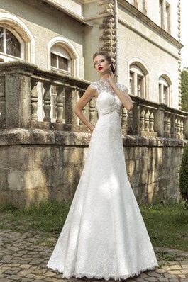 Abito da Sposa Schiena Nuda Vintage Naturale con Applique Cappellino Tubino