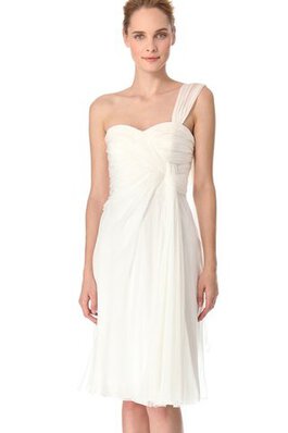 Abito da Sposa Senza Maniche con Fiocco monospalla con Piega in Chiffon mini