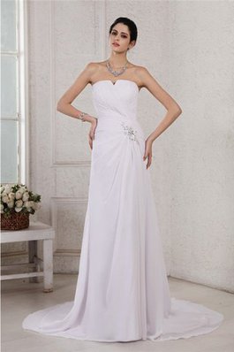 Vestido de Novia en Gasa de Imperio Cintura de Apliques de Plisado de Abalorio