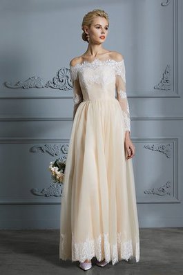 Abito da sposa in tulle con piega carina sogno a-line fuori dalla spalla