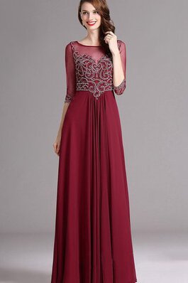 Robe de bal noeud en chiffon en 1/2 manche avec perle longueur au ras du sol