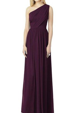 Robe demoiselle d'honneur d'épaule asymétrique a-ligne ruché en chiffon